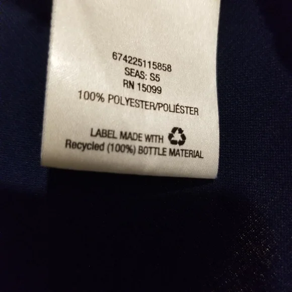 Laura Scott Navy Blue 3/4 Chiffon Sleeve Buttoned Blouse Career Office Casual PS - Picture 5 of 8